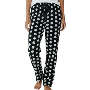 NWT Black Super Soft Fleece Dot Printed Pajama Pant Bottoms Size Small